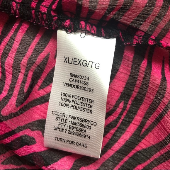 Max Azria Miley Cyrus Women’s Size XL Sheer Pink Zebra Blouse Stretched Waist - Picture 12 of 16